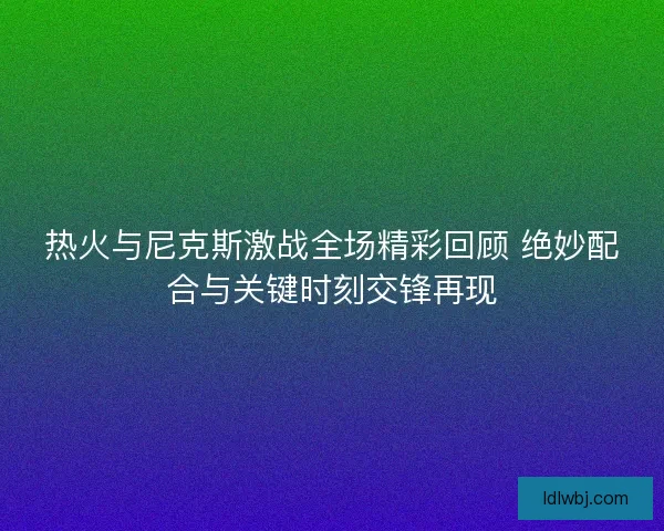 热火与尼克斯激战全场精彩回顾 绝妙配合与关键时刻交锋再现