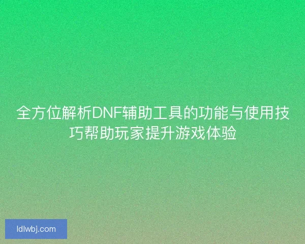 全方位解析DNF辅助工具的功能与使用技巧帮助玩家提升游戏体验 全方位解析DNF辅助工具的功能与使用技巧帮助玩家提升游戏体验